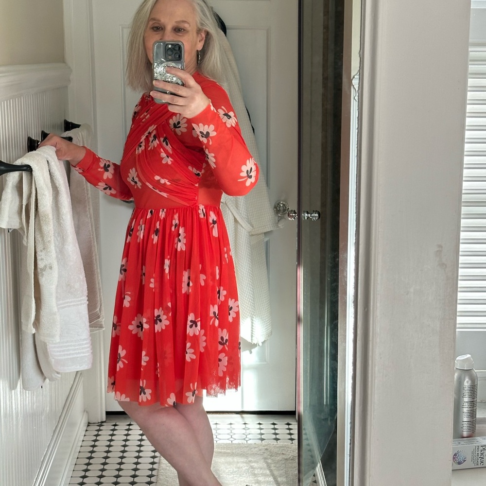 Ganni Red Floral Dress